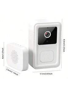 Smart Video Doorbell With Camera, HD Camera, Wide Angle Lens, Smart Voice Intercom, Wi-Fi, Built-In Speaker, Two-Way Audio, Real-Time Alert, App Control - 400mAh Battery Capacity - White - View 10