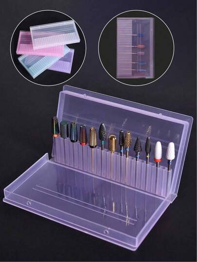 24/20/14/10格陶瓷美甲钻头收纳盒，适用于美甲沙龙、DIY美甲、居家收纳