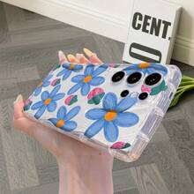 Novelty 1pc Transparent Asymmetrical Cream Protective Phone Case, Minimalist Doodle Strawberry Flower Pattern, Ideal For Daily Use For Men And Women, Compatible With IPhone 17 Pro/17 Pro Max/17 Air/17/16e/16/15/14/13/12/11, Galaxy S23/S24/S25/S26, A57/A37/A17/A07, Series - Clear - View 2