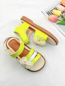 Kids' Fashion Sandals, Flat Sandals, Hook And Loop Sandals, Versatile Comfortable Sandals, Easy To Wear Sandals, Colorful Sandals, Suitable For Vacation And Daily Wear - Yellow - View 6