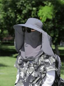 1 chiếc mũ chống nắng mùa hè dành cho nam giới, thích hợp cho câu cá, có 5 kiểu đội, kèm khẩu trang chống tia UV. - mũ xô - Xem 11