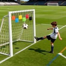 1 set Cible d'entraînement de football réglable, disque cible à accrocher avec bande autoagrippante pour la pratique du tir, équipement d'entraînement de soccer, accessoires de cadre de but, accessoires de tir au hockey - Multicolore - Voir 2