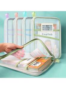 1 túi đựng tài liệu trong suốt, túi đựng tài liệu nhiều lớp dung lượng lớn, túi lưới dày đựng giấy thi, túi đựng sách giáo khoa. - Nhiều màu - Xem 3