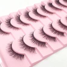 10 par transparenta band 3D faux minkfransar mjuka fluffiga naturliga smala långa och korta blandade täta spetsiga återanvändbara ögonfransar för dagligt bruk - Svart - Visa 6