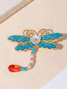 1pc Chinese Style Butterfly Hair Clip, Hanfu Bun Accessory With Tassel, Gentle Faux Pearl Tassel Bun Clamp, Butterfly,Summer,Holiday,Travel, Accessories For Women, Claw Clips,Festival,Birthday - Multicolor - View 5