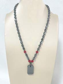 1件红玛瑙和黑碧玺吊坠项链，男女皆宜的时尚奢华百搭项链，适合派对、节日和日常佩戴 - 彩色 - 查看 4