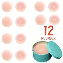 2/8/16pcs Reusable Women Nipple Covers Invisible Breast Petals With Travel Storage Box - Pink - View 15