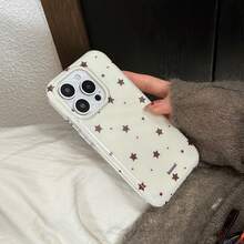 Funda de teléfono con estampado de estrellas blancas y negras, de moda, a prueba de golpes, de carcasa blanda, compatible con iPhone 16 Pro Max, Apple 15, 14 Nuevo Modelo, 12 Pro, 13 Pro Max, cubierta protectora antirraídas para mujer, regalo de cumpleaños de primavera - blanco lechoso - Ver 3