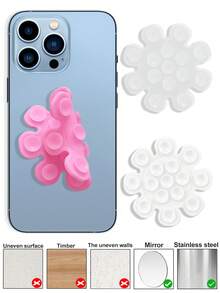 1pc/2pcs 5 Color Options Silicone Double-Sided Suction Cup Round Mobile Phone Holder, Portable Movable Phone Stand - Multicolor - View 4