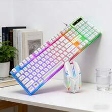 Wired Gaming Keyboard And Mouse Combo, Seven-Color RGB Backlight, Mechanical Feel, Wired Mouse, Suitable For PC Gamers, Laptops, Desktops, Windows - Xem 1
