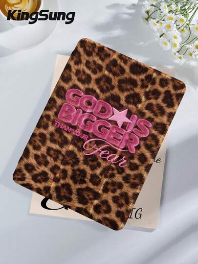 Kingsung Leopard Pattern Tablet Protective Case, Adorned With Leopard Print And Letter Patterns. Compatible With IPad 9.7/10.2/10.5/10.9/12.9/Pro 11, 10th Generation, Air 8 (M4) 2026 (11 Inches), Air 6 (M4) 2036 (13 Inches), Compatible With Samsung Galaxy Tab S6 Lite 10.4-Inch, Compatible With Kindle Paperwhite 12th Gen 2024,Kindle 11th Gen 2022, Clara Color, Soft Fall Protection, Intelligent Stand/Automatic Wake-Up/Sleep
