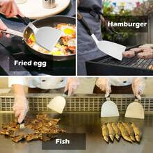 Bộ 2/1 thìa nướng bằng thép không gỉ, dụng cụ lật thức ăn bằng kim loại với tay cầm bằng nhựa, lý tưởng cho bếp nướng phẳng, Teppanyaki, Hibachi, BBQ, cắm trại và nấu ăn tại nhà, dễ dàng vệ sinh. - Nhiều màu - Xem 4