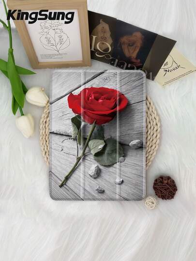 Kingsung Ốp bảo vệ máy tính bảng họa tiết hoa hồng, tương thích với iPad 9.7/10.2/10.5/10.9/12.9/Pro 11, thế hệ thứ 10, Air 8 (M4) 2026 (11 inch), Air 6 (M4) 2036 (13 inch), tương thích với Samsung Galaxy Tab S6 Lite 10.4 inch, tương thích với Kindle Paperwhite thế hệ thứ 12 2024, Kindle thế hệ thứ 11 2022, màu Clara, chống rơi vỡ, chân đế thông minh/tự động bật/tắt màn hình.