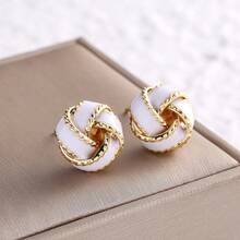1 Đôi bông tai thắt nút kiểu Pháp cổ điển sang trọng, thiết kế độc đáo, thanh lịch, đa năng cho mùa xuân/hè. - Màu Đỏ Sâu - Xem 5