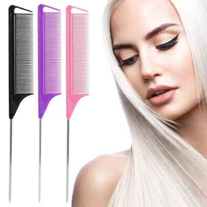 Bộ 10/5 lược chuyên nghiệp đầu nhọn/lược chia tóc/lược đầu nhọn bằng thép không gỉ/bàn chải tóc chống tĩnh điện: Lược đa chức năng, phù hợp với tóc thường, có thể gỡ rối tóc, tạo kiểu tóc màu kẹo ngọt, lựa chọn lý tưởng cho nhà tạo mẫu tóc, salon và sử dụng tại nhà. Lược và dụng cụ tạo kiểu tóc, thích hợp cho tiệm cắt tóc, salon làm đẹp, mùa tựu trường, du lịch và kỳ nghỉ, v.v.