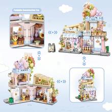城市街景商店积木套装，鲷鱼烧店迷你积木，MOC创意拼搭玩具，仿真建筑拼装收藏玩具，微型积木玩具，家居装饰，成人礼物，850+块 - 彩色 - 查看 5
