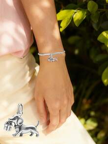 1 chiếc mặt dây chuyền hình thỏ hoa mùa xuân bằng bạc sterling 925 đơn giản và độc đáo, mặt dây chuyền tự làm hình thỏ, trang sức tinh tế làm quà tặng cho phụ nữ hoặc nam giới. - tập trung - Xem 3