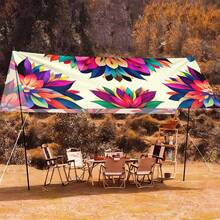 1pc Colorful Mandala Bohemian Sun Shade Canopy With Mandala Floral Print - Lightweight Portable Outdoor Sun Shade Umbrella For Beach, Pool, Camping And Garden - Instant Setup Tent, With Ropes - A - View 7