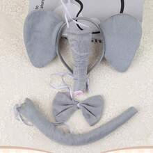 Bộ trang phục voi 6 món, bao gồm băng đô tai voi bằng vải nhung, mũi voi, đuôi voi, nơ và găng tay in hình dấu chân voi, trang phục chủ đề động vật thiết thực phù hợp cho Halloween, cosplay và các bữa tiệc sinh nhật. - Nhiều màu - Xem 3