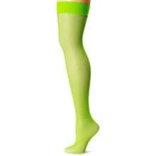 Leg Avenue Women's Nylon Fishnet Thigh Highs In Black With Sheer Design For Fashionable Outfits - Xanh neon - Xem 6