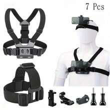 7件套运动相机配件套装，包括胸带、户外骑行背带，适用于运动相机 - 查看 1
