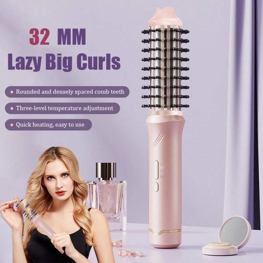 USB Rechargeable Heated Hair Straightener & Curler, 32mm Curling Iron With 3 Temperature Settings, Tangle-Free Curling At Any Temperature - Multicolor - View 1