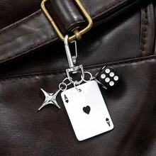 1pc Unisex New Creative Cartoon Dice Keychain Acrylic Playing Card Pendant Cute Bag Charm Car Decoration Keyring Purse Accessories For Backpack Handbag For Women - 彩色 - 查看 2