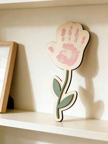 1pc Blank Wooden Flower Bud Decor, Wooden DIY Handprint Art Flower Card, Warm Home Decor, Mother's Day Handprint Flower DIY Floral Card, Suitable For Living Room, Bedroom, Office Desk, Mother's Day, Wedding Anniversary, Friends, Christmas, High-End Home Gift - One Mother's Day Handprint Flower - View 7