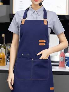 1 pieza Delantal de lona resistente al agua con bolsillos y correas ajustables, adecuado para salones de uñas, cafés, restaurantes, bares, panaderías y uniformes del personal, de moda y práctico tanto para hombres como para mujeres - Multicolor - Ver 9
