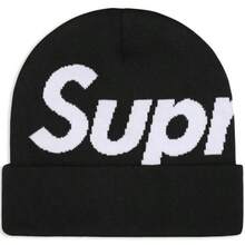 Supreme Intarsia Logo Beanie Hat - Authentic Designer Knitwear | Viral 2026 Unisex Streetwear Winter Accessory | Premium Jacquard Knit Smooth Logo Cap | Iconic Cuffed Beanie Hypebeast Essentials | Luxury Minimalist Knitted Headwear - 黑色 - 查看 1