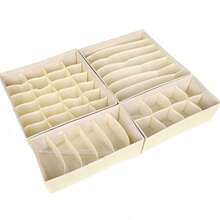 1件/4件/6件收納盒，不織布抽屜收納器，適用於居家抽屜收納。適合整理4件套、襪子和內衣。無蓋收納盒有多種款式可選。非常適合作為節日禮物、母親節送給朋友的禮物，也適用於宿舍和學校，居家整理與整潔收納。 - 米色 - 查看 1