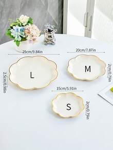 1pc/Set Floral Design Tray, Candy Dish, Snack Plate, Cosmetic Organizer - White - View 11
