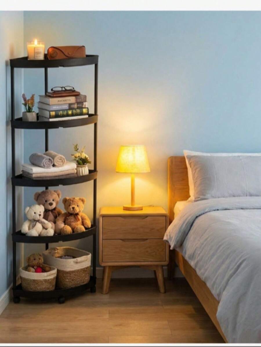 3/4/5 Tier Corner Storage Rack, Bathroom Organizer Rack With Wheels, Multipurpose Slim Storage Shelf For Bathroom, Kitchen, Living Room - Multicolor - View 1