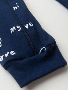 Baby Jumpsuit In Printed Suedine Fabric With Zipper (Newborn/Small/Medium/Large) - Navy Blue - View 3