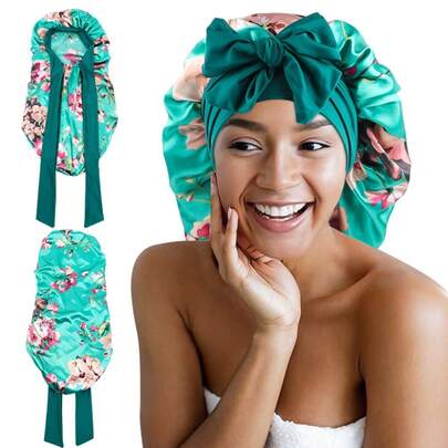 Upgraded Double-Layer Women's Sleep Cap: Featuring A Wide Elastic Band Design And A Satin Print Finish, This Soft And Comfortable Cap Is Perfect For Everyday Home Wear, Sleeping, And Valentine's Day.