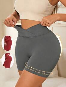 Quần lót định hình cạp cao không đường may, quần short định hình dành cho nữ, quần lót kiểm soát bụng, quần định hình ôm sát, quần lót làm phẳng bụng, đồ lót định hình nâng mông, đồ lót định hình ôm sát. - Xám - Xem 6