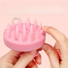 1 Đầu bàn chải gội đầu massage Bàn chải gội đầu massage Lược gội đầu bằng silicon Bàn chải gội đầu làm sạch Lược tắm Dụng cụ làm tóc - Hồng - Xem 2