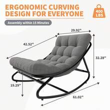 Studyset Indoor Outdoor Papasan Chair With Cushion,Oversized Outdoor Rocking Chair, All Weather Papasan Rocking Chair For Bedroom/Living Room/Porch/Garden/Patio - A - View 3