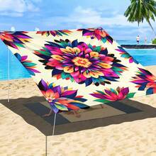 1pc Colorful Mandala Bohemian Sun Shade Canopy With Mandala Floral Print - Lightweight Portable Outdoor Sun Shade Umbrella For Beach, Pool, Camping And Garden - Instant Setup Tent, With Ropes - A - View 5