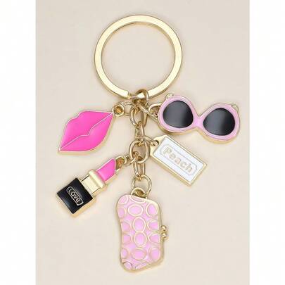 Alloy Lipstick Shaped Keychain, Elegant Cosmetic Inspired Bag Charm Pendant, Mini Stylish Lipstick Design Key Ring For Women Girls, Exquisite Metal Alloy Key Accessory For Handbag Backpack Purse Decoration, Portable Key Holder For Car Keys Daily Storage Use, Delicate Beauty Themed Decorative Ornament For Personal Collection, Premium Polished Alloy Craft With Smooth Surface For Long Lasting Use, Thoughtful Keepsake Present For Valentine's Day Mother's Day Women's Day Birthday Christmas Holiday Celebration, Sweet Romantic Gift Choice For Girlfriend Sister Friend Female Family Members, Versatile Fashion Accessory To Match Daily Casual Outfits And Makeup Styling