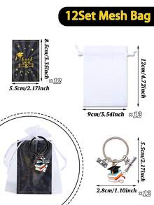 Conjunto de 36 peças/12 kits de lembrancinhas para festa de formatura, incluindo chaveiro com pingente "2026 Grad VATE", cartões de agradecimento e sacolas de malha. Ideal para a turma de 2026, lembrancinhas para festa de formatura, decoração para a volta às aulas e para a festa de formatura em geral, tema carnaval, lembrança especial para formandos de 2026, lembrança para ocasiões especiais e lembrancinhas para festa. - temporada de formatura - Ver 13