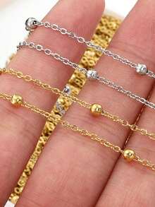 Dây chuyền, vòng tay, phụ kiện túi xách DIY bằng thép không gỉ 2m mạ vàng/bạc với hạt hình thánh giá. - Dây chuyền bi thép kẹp chéo 2m - Xem 6