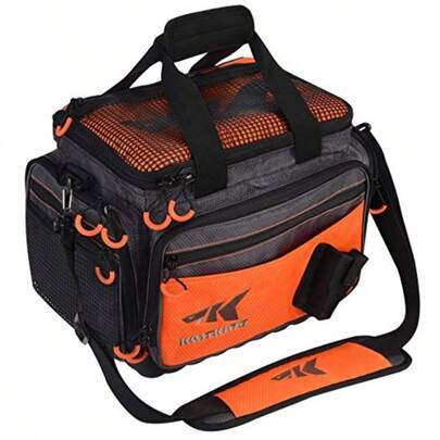 KastKing Bolsas de aparejos de pesca bolsa de equipo de pesca bolsa de aparejos resistente al agua salada bolsa de pesca grande impermeable cordón mediano sin bandejas 15 x 11 x 10.25 pulgadas naranja