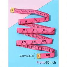 1 Roll 60 Inch Plastic Measuring Tape, Modern Household Ruler - Red - View 3