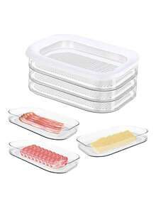 Caja de almacenamiento de refrigerador multicapa, recipiente de almacenamiento de alimentos transparente sellado, caja de almacenamiento de refrigerador para alimentos rebanados, caja de almacenamiento de alimentos reutilizable a prueba de fugas, almacenamiento de cocina, adecuado para uso en interiores, exteriores y campamento, almacenamiento de refrigerador - Multicolor - Ver 6