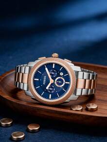 Đồng hồ Fossil nam, máy quartz, vỏ thép không gỉ, ba kim, mặt kính chống trầy xước FS5037/FS5172 - Màu xanh lam - Xem 2