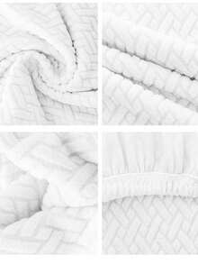 1 pièce/4 pièces set Housse de coussin de chaise jacquard, Housse de chaise extensible de couleur unie, Matériau élastique convenant à toutes les saisons, Convient pour la maison, l'hôtel, les chaises de loisirs, résistant aux taches, anti-rayures, articles ménagers, housse de chaise - Blanc - Voir 5