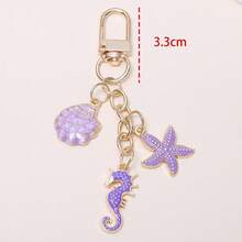 1pc Dreamy Ocean Life Series Cute Shell, Seahorse, Starfish Alloy Pendant Keychain, Fresh Summer Versatile Backpack/Bag Charm - Multicolor - View 5