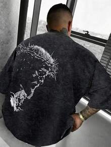 Zrgoth Men's Casual Versatile Simple Printed Element Short Sleeve T-Shirt - Black - View 3