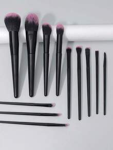 12件套专业化妆刷套装，柔软刷毛，包含高光刷、遮瑕刷、散粉刷、粉底刷和眼影刷，配有几何网格收纳盒，便携式化妆刷套装，带防尘盖 - 彩色 - 查看 5